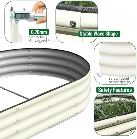 Two pack oval white metal planters — photo 3