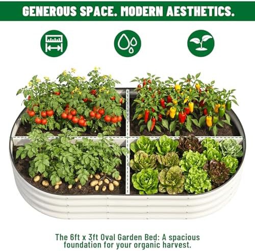 Two pack oval white metal planters — photo 5