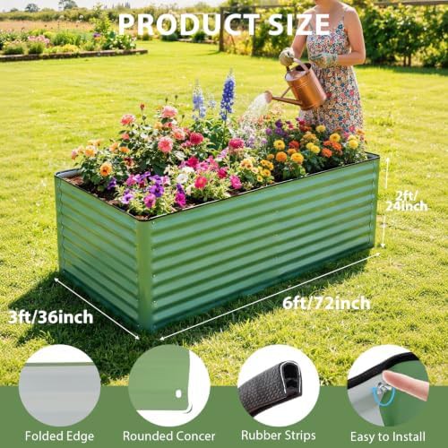 Deep green galvanized steel bed 6x3 ft — photo 4