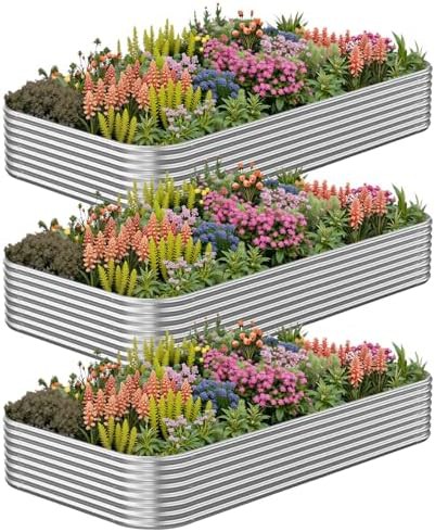 Four by two foot steel garden bed trio