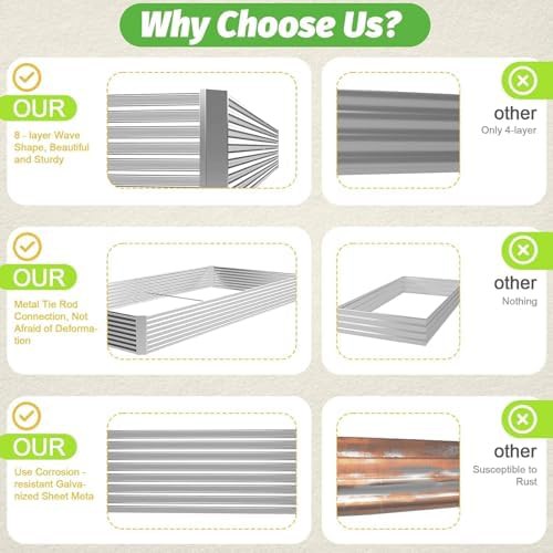 Compact galvanized steel rectangular garden beds three pack — photo 4