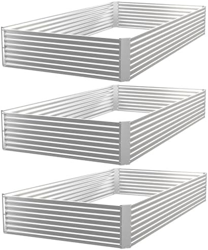 Standard four foot metal garden beds three pack