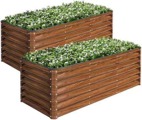Two pack brown steel planter boxes