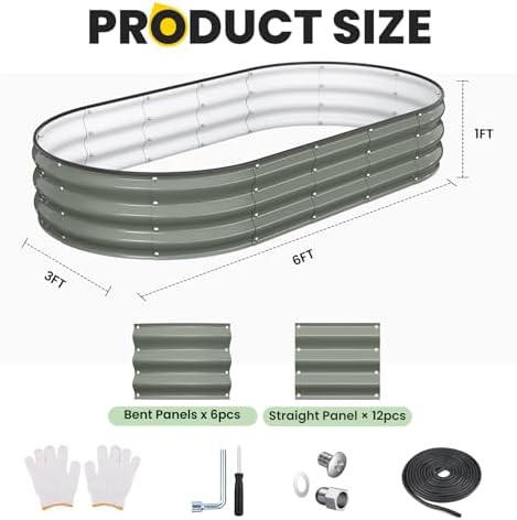 Oval open bottom galvanized garden bed 6x3 ft — photo 3