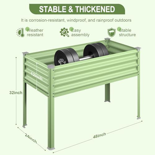 Elevated green galvanized garden bed with legs — photo 3