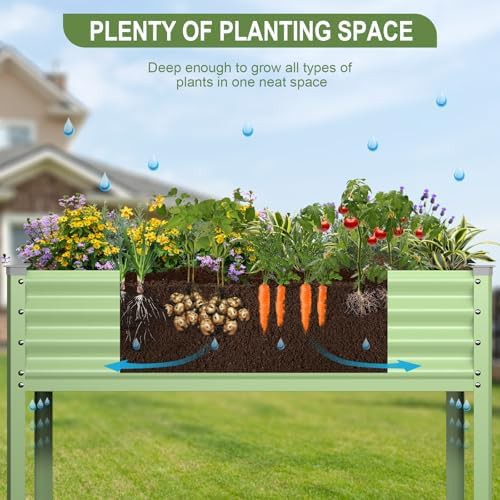 Elevated green galvanized garden bed with legs — photo 4