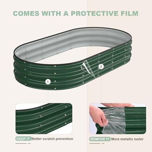 Deep green oval galvanized garden bed 6x3 ft — photo 5