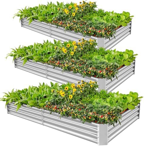 Silver three pack of metal garden beds