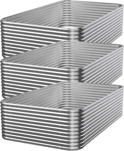 Three pack shallow rectangular metal beds