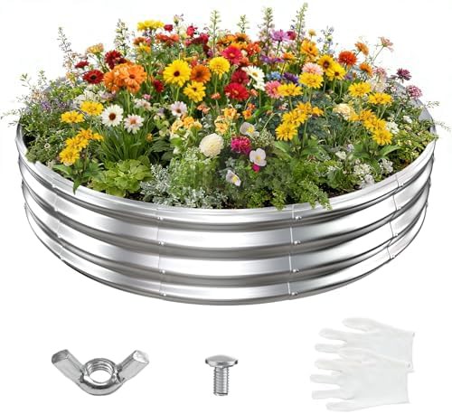 Round silver galvanized steel garden kit
