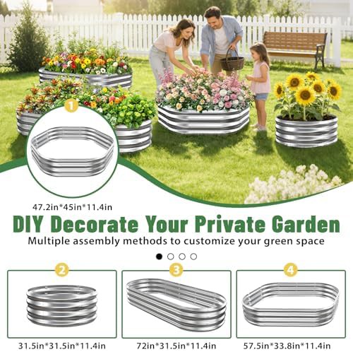 Hexagon silver steel garden planter box — photo 4