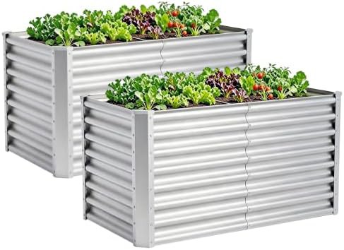 Deep silver rectangular garden pair