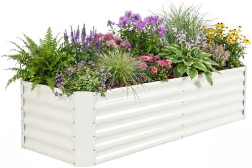 White galvanized steel six foot garden planter