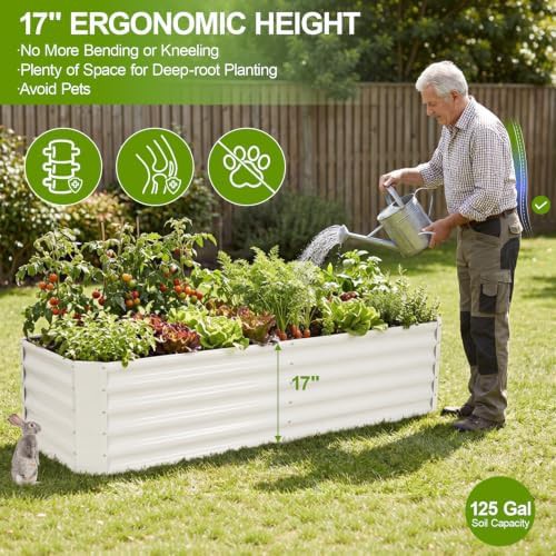White galvanized steel six foot garden planter — photo 3