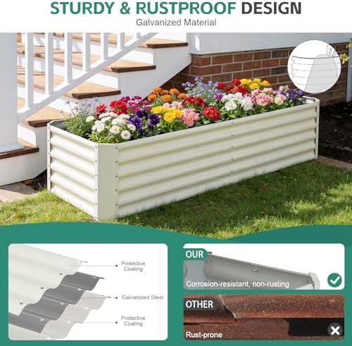 White galvanized steel six foot garden planter — photo 4