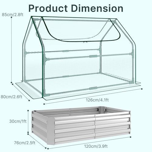 Compact Galvanized Garden Bed with Mini Greenhouse — photo 3