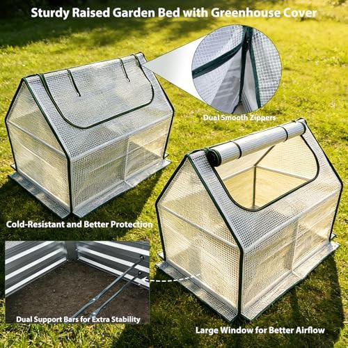 Compact Galvanized Garden Bed with Mini Greenhouse — photo 4