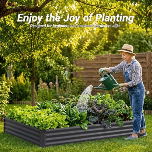 Dark grey rectangular metal garden beds two pack — photo 4