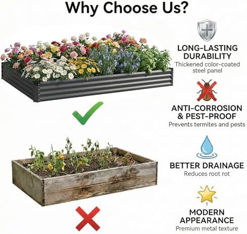Dark grey rectangular metal garden beds two pack — photo 5