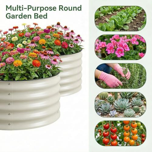 Two pack white round galvanized garden beds — photo 3