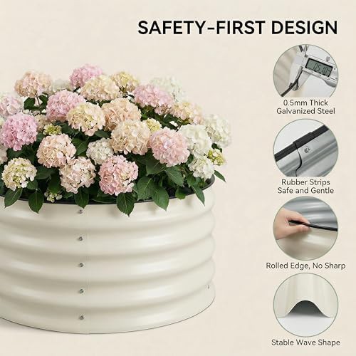 Two pack white round galvanized garden beds — photo 4