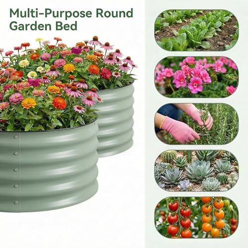 Round silver galvanized garden bed 2x1 ft — photo 3