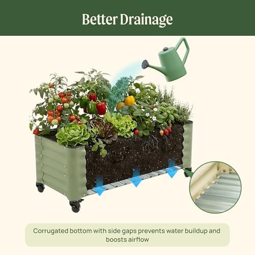 Mobile white metal rolling garden bed — photo 4
