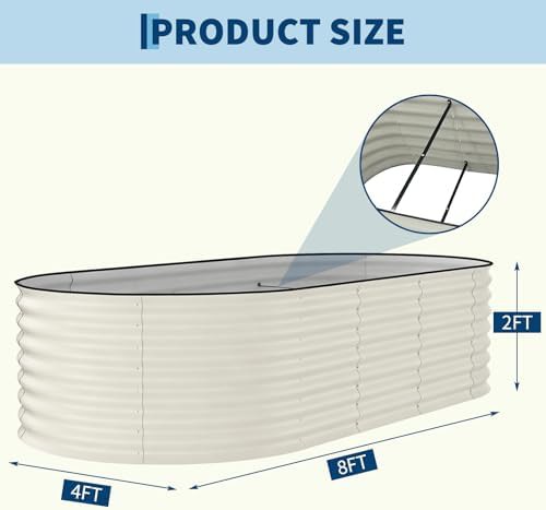 Beige galvanized steel garden bed 24 inch — photo 5
