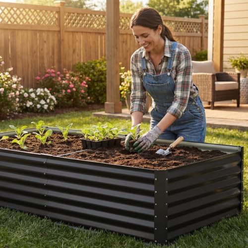 Black galvanized metal deep garden bed — photo 3