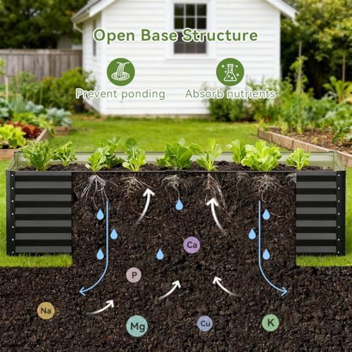 Black galvanized metal deep garden bed — photo 4