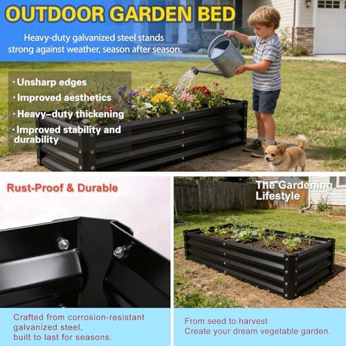 Black galvanized eight foot garden beds — photo 3