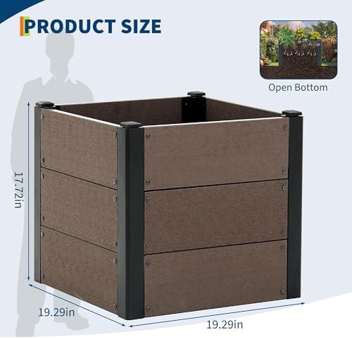 Square wood look composite planter box — photo 3