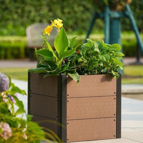 Square wood look composite planter box — photo 5