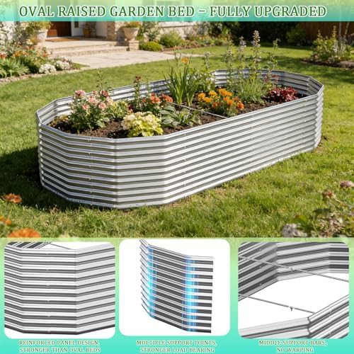 Two pack large oval metal garden beds — photo 5