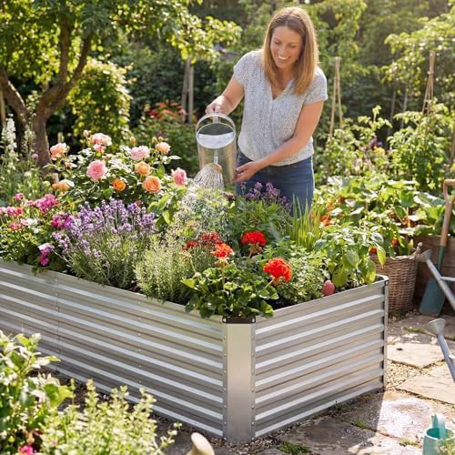 Two pack of galvanized steel planter boxes — photo 5