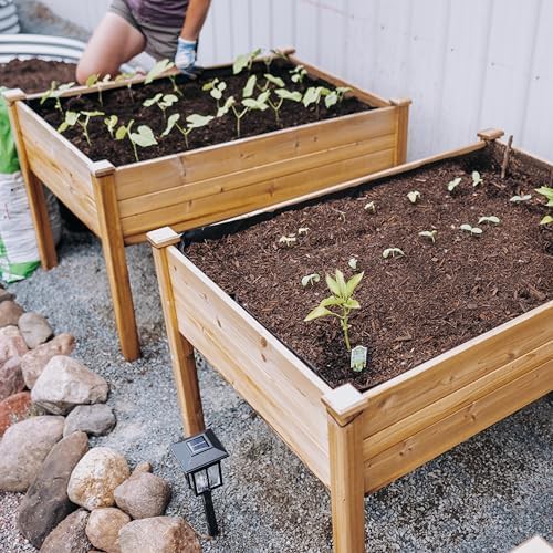 Natural wood elevated planter with high capacity — photo 4