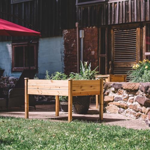 Natural wood elevated planter with high capacity — photo 5