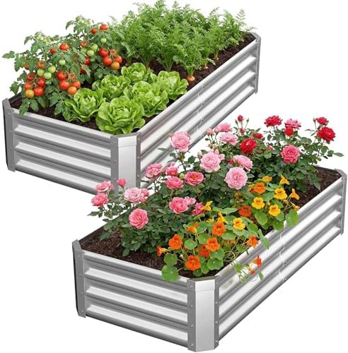 Galvanized four foot metal garden beds 2 pack