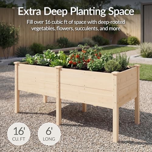 Natural wood deep elevated planter 72 in — photo 3