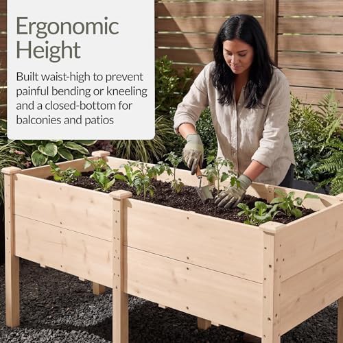 Natural wood deep elevated planter 72 in — photo 4