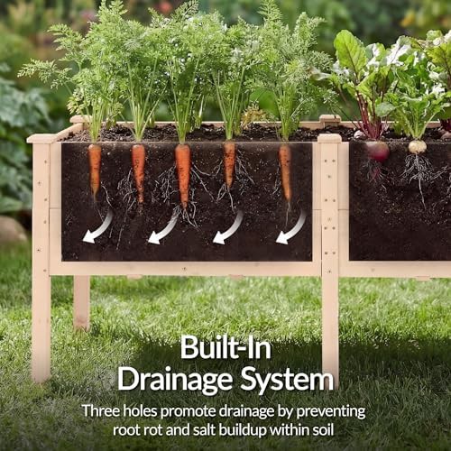 Natural wood deep elevated planter 72 in — photo 5