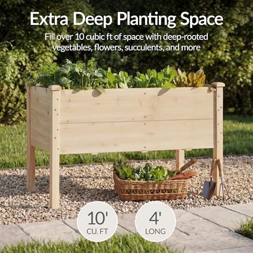 Natural wood deep elevated planter 48 in — photo 3