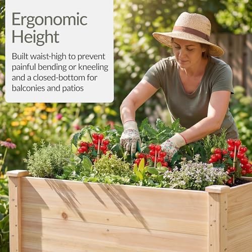 Natural wood deep elevated planter 48 in — photo 4