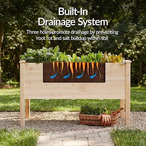 Natural wood deep elevated planter 48 in — photo 5