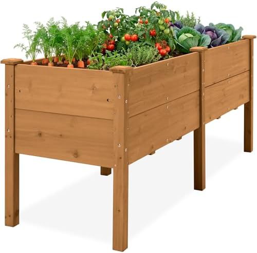 Deep acorn brown wood elevated garden bed