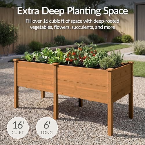 Deep acorn brown wood elevated garden bed — photo 3