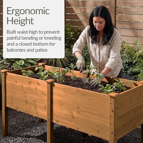 Deep acorn brown wood elevated garden bed — photo 4