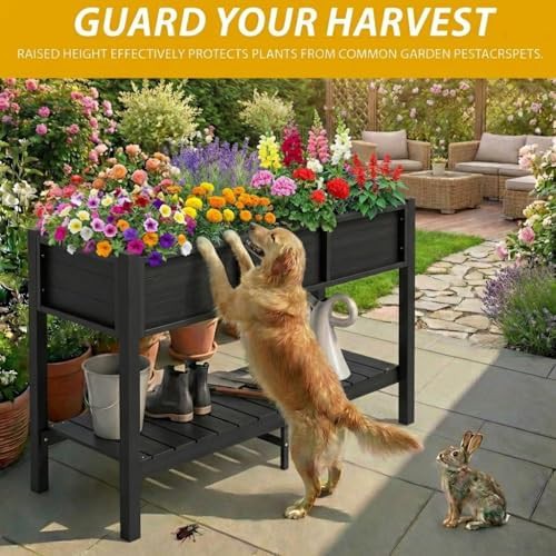 Black HDPE elevated patio planter box — photo 4
