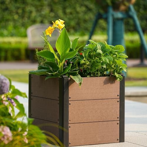 Elevated wood look composite planter box — photo 4