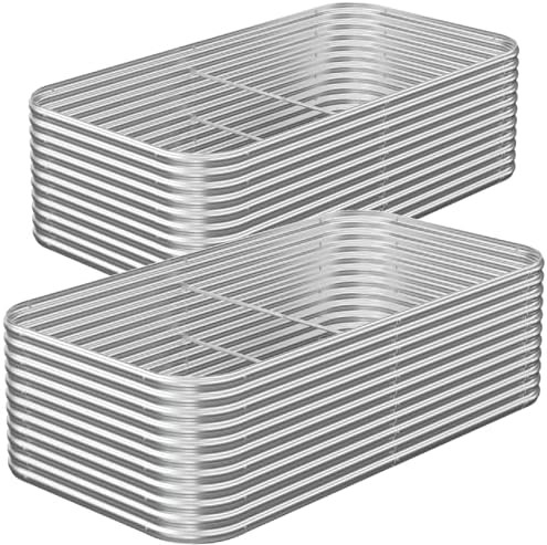 Tall eight foot corrugated steel garden beds pair
